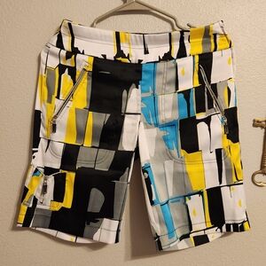 Jamie Sadock Size 2 Multicolor Galleria Anglic Art Golf Shorts Stretch
